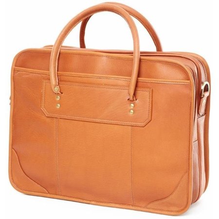 CLAVA Clava 1165TAN Leather Top Handle Laptop Briefcase - Tan 1165TAN